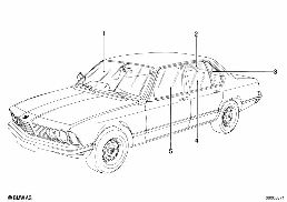 GLAZING diagram for BMW 7 Series E23 733i