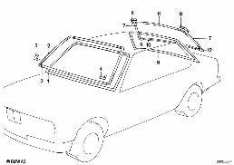 WINDOW MOUNTING PARTS diagram for BMW 5 Series E28 M535i