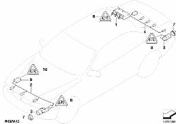 Σύστημα ελέγχου στάθμευσης (PDC) diagram for BMW 5 Series E60 LCI 523Li