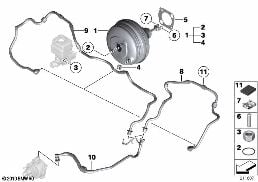 Bromskraftfoerstaerkare undertryck diagram for BMW 5 Series F10 528i