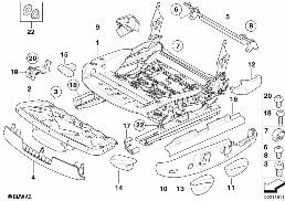 FRONT SEAT RAIL MECHANICAL/SINGLE PARTS diagram for BMW 1 Series E88 120i