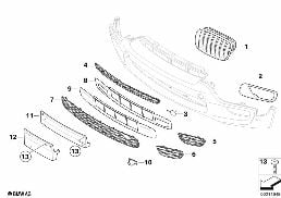แผ่นปิด M, อุปกรณ์ตกแต่ง, ด้านหน้า diagram for BMW X5 E70 3.0si