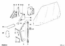 FRONT WINDOW GUIDE diagram for BMW 6 Series E24 633CSi