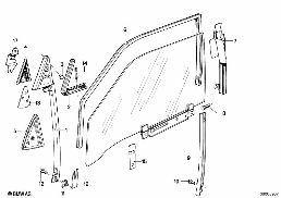 FRONT WINDOW GUIDE diagram for BMW 7 Series E23 733i