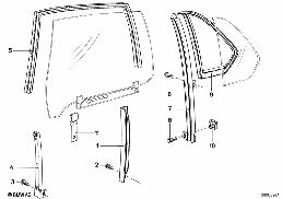 WINDOW GUIDE, REAR diagram for BMW 7 Series E23 733i