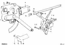 DOOR WINDOW LIFTING MECHANISM REAR diagram for BMW 7 Series E23 733i