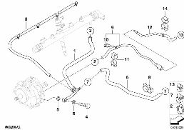 Kraftstoffleitungen/Befestigungsteile diagram for BMW X3 E83 2.0d