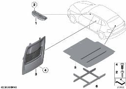RETROFIT STORAGE TRAY PACKAGE diagram for BMW X1 E84 23dX