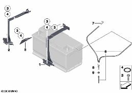 ที่ยึดแบตเตอรี่และชิ้นส่วนติดตั้งภายนอก diagram for BMW X6 E72 Hybrid Hybrid X6