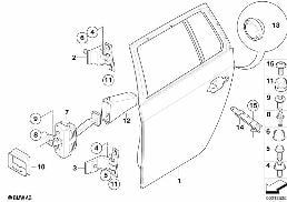 REAR DOOR - HINGE/DOOR BRAKE diagram for BMW 5 Series E61 530d
