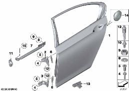 REAR DOOR - HINGE/DOOR BRAKE diagram for BMW 7 Series F01 LCI 740i