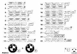 EMBLEMS / LETTERINGS diagram for BMW 3 Series E93 335i
