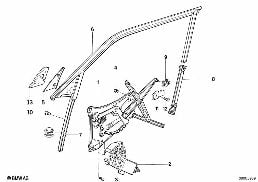 Türfenstermechanismus vorn diagram for BMW 7 Series E32 750iL