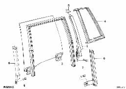 Raamgeleiding achter diagram for BMW 3 Series E30 324td