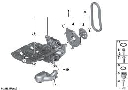 LUBRICATION SYSTEM/OIL PUMP WITH DRIVE diagram for BMW 3 Series F30 318d