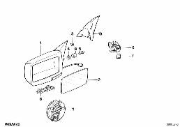 OUTSIDE MIRROR diagram for BMW 5 Series E34 M5 3.8