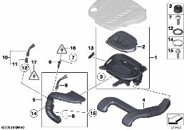 INTAKE MUFFLER/FILTER CARTRIDGE/HFM diagram for BMW X5 E70 LCI 30dX