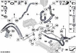 HYDRO STEERING-OIL PIPES diagram for BMW 7 Series F04 Hybrid Hybrid 7L
