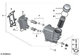 LUBRICAT.SYST.-OIL FILTER,HEAT EXCHANGER diagram for BMW 1 Series E82 123d