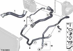 Водяной шланг системы охлаждения diagram for BMW 3 Series E91 LCI 320d