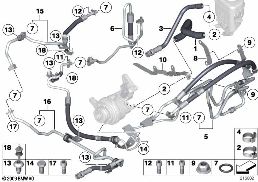 Servostyrning/oljeledn./dynam.drive diagram for BMW 5 Series F10 530d
