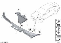TRIM, WINDSHIELD COWL, OUTER diagram for BMW 5 Series F11 550i