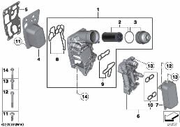 LUBRICAT.SYST.-OIL FILTER,HEAT EXCHANGER diagram for BMW 3 Series F30 318d