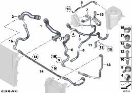 COOLING SYSTEM WATER HOSES diagram for BMW X6 E71 30dX