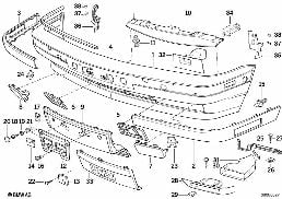TRIM PANEL, BUMPER, FRONT diagram for BMW 5 Series E34 M5 3.8