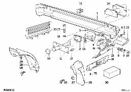 CARRIER, BUMPER REAR diagram for BMW 5 Series E34 M5 3.8