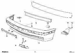 FRONT BUMPER TRIM, M TECHNIC diagram for BMW 5 Series E34 525i