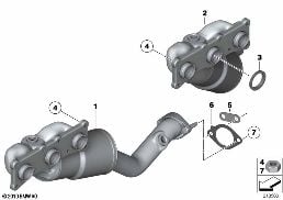 Tuyau d'échappement avec pot catalytique diagram for BMW 5 Series F18 520Li