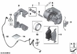FRONT BRAKE PAD WEAR SENSOR diagram for BMW 5 Series F10 LCI 520i