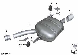 EXHAUST SYSTEM, REAR diagram for BMW 6 Series F13 640d