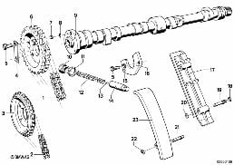 TIMING-VALVE TRAIN-TIMING CHAIN/CAMSHAFT diagram for BMW 3 Series E21 320