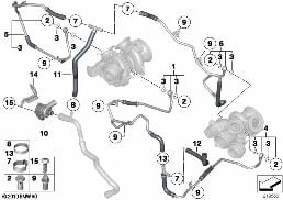 COOLING SYSTEM-EXHAUST TURBOCHARGER diagram for BMW 7 Series F02 760Li