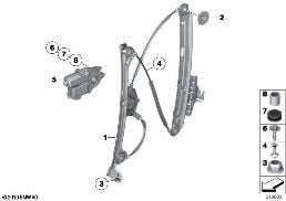 DOOR WINDOW LIFTING MECHANISM REAR diagram for BMW 5 Series F07 GT LCI 530dX