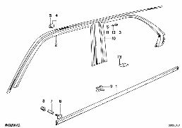 Baguette gouttiere diagram for BMW 5 Series E12 520