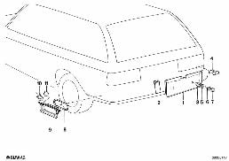 Nummerplaat-vulplaat diagram for BMW 3 Series E30 324td