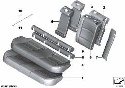SEAT REAR, UPHOLSTERY & COVER BASE SEAT diagram for BMW 5 Series F11 535iX