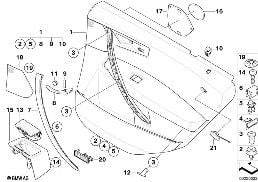 Tapicerka drzwi tylna diagram for BMW X3 E83 LCI 2.0d