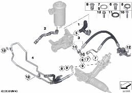 HYDRO STEERING-OIL PIPES diagram for BMW X6 E71 30dX