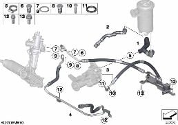 HYDRO STEERING-OIL PIPES diagram for BMW X6 E71 30dX