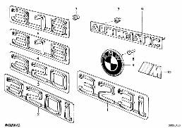 แผ่นป้าย / ตัวอักษร diagram for BMW 3 Series E21 320