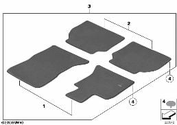 FLOOR MATS AVENUE diagram for BMW 5 Series F10 LCI 535i