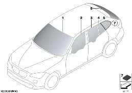 GLAZING diagram for BMW X1 E84 20i