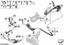 Przew. oleju/Adapt. Drive+akt. ukł.kier. diagram for BMW X5 F15 40dX