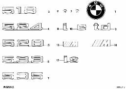 EMBLEMS / LETTERINGS diagram for BMW 5 Series E28 533i