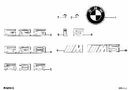 EMBLEMS / LETTERINGS diagram for BMW 5 Series E28 M535i