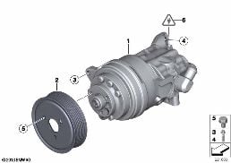 Power steering pump/Adaptive Drive diagram for BMW X5 E70 LCI 35iX